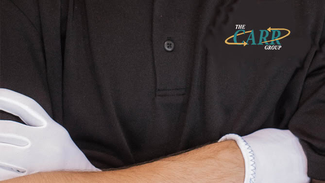 The Carr Group uniform and white delivery gloves